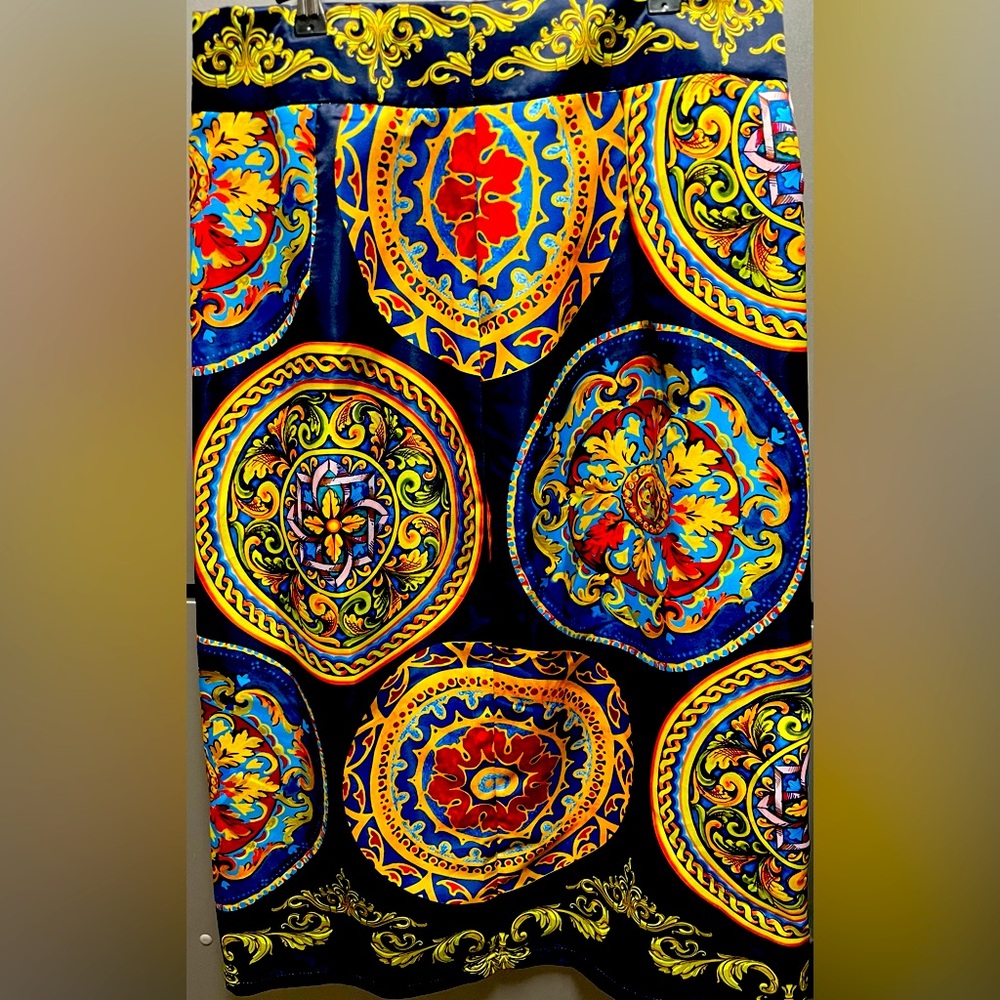 Gorgeous Navy and Gold Pattern Skirt & Top Set